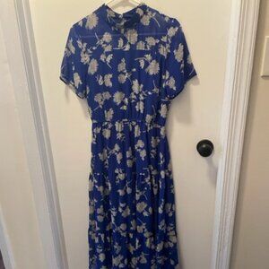 Lulus Royal Blue Floral Print Midi Dress